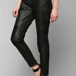 Silence + Noise | black faux leather moto legging